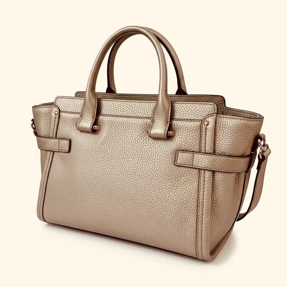 Coach Metallic Gold Swagger Leather Satchel with Gold Hardware - Picture 3 of 17